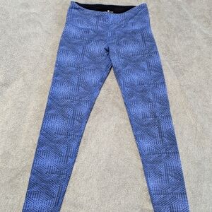 Tuff Athletics Women's Blue Geometric Polka-Dot Leggings, Small